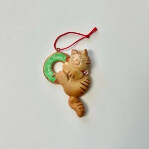 Vintage 1988 Hallmark Cat Hang in There Christmas Ornament